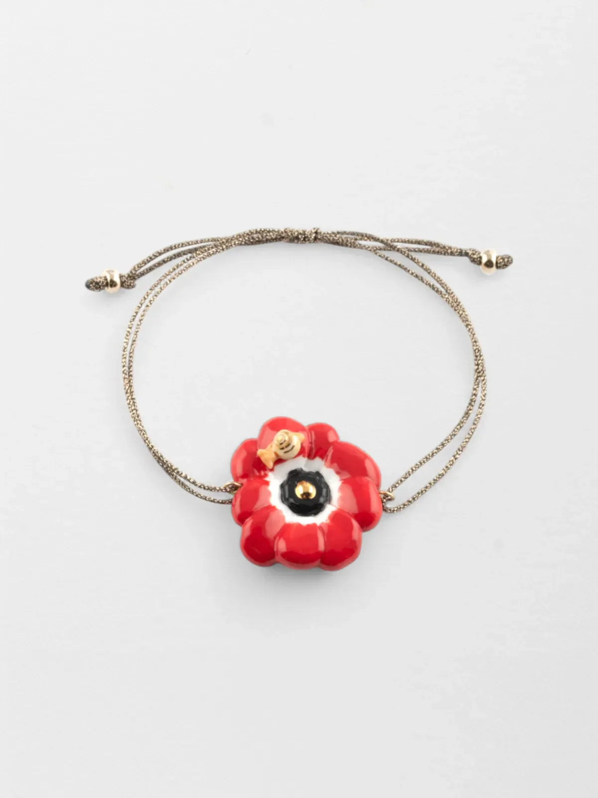 Braccialetto con cordino di anemone rosso iridescente