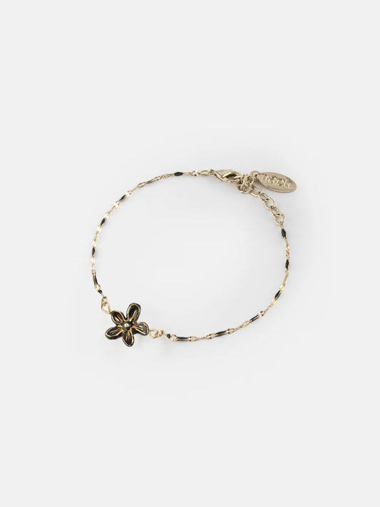 Bracelet perles fleur d'Erine noire