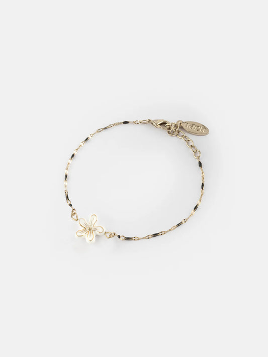 Bracelet perles et fleur blanches