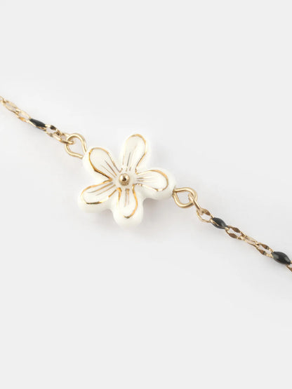 Bracelet perles et fleur blanches