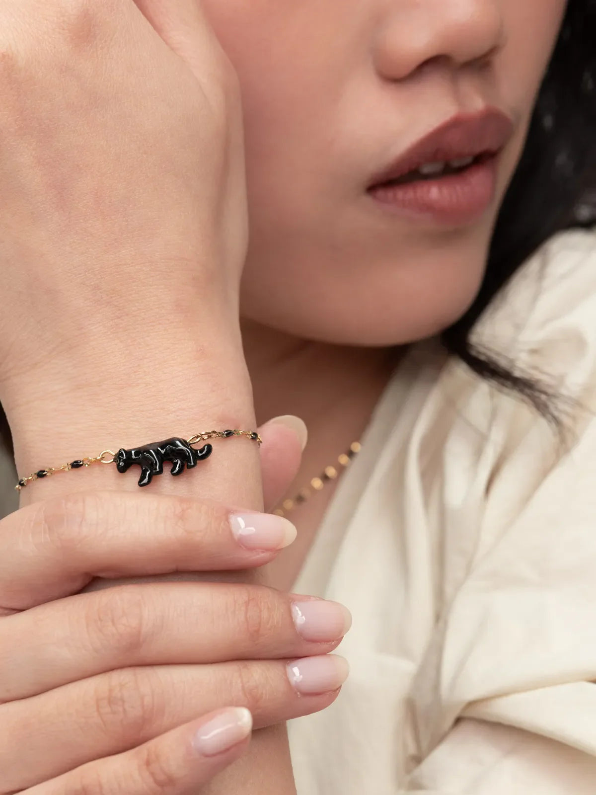 Bracelet perles et panthère