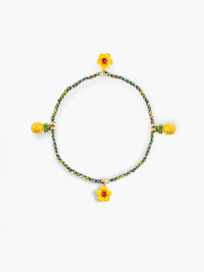 Bracelet perles d'hématite hibiscus et ananas