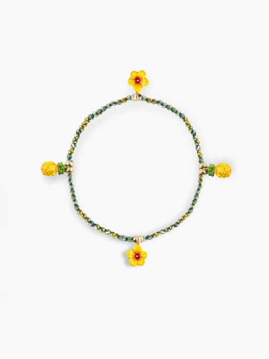 Bracelet perles d'hématite hibiscus et ananas
