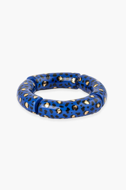 Bracciale maxi in stampa leopardata blu e oro