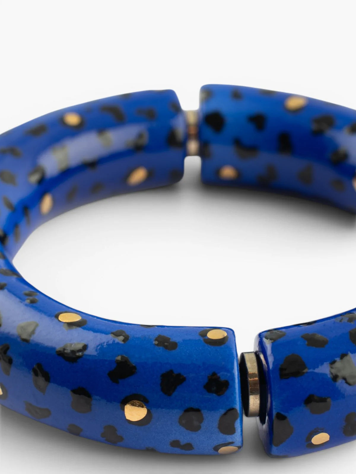 Maxi bracelet in blue and gold leopard print