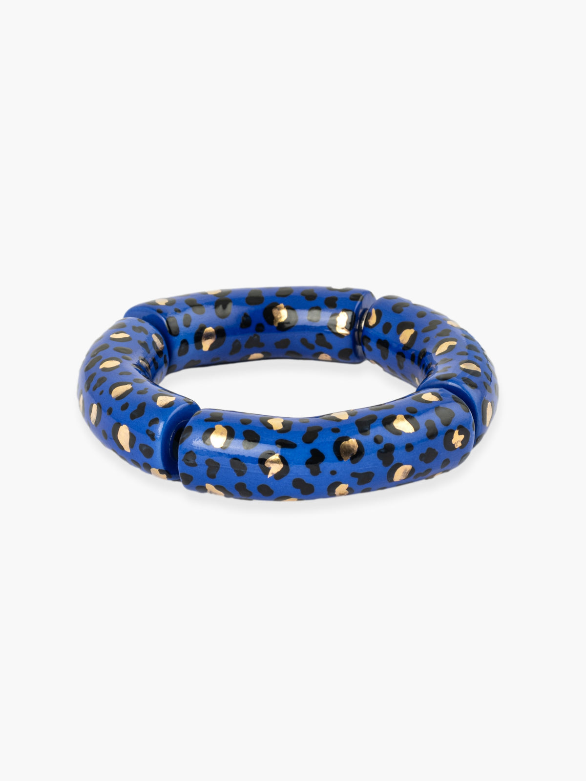 Bracciale maxi in stampa leopardata blu e oro
