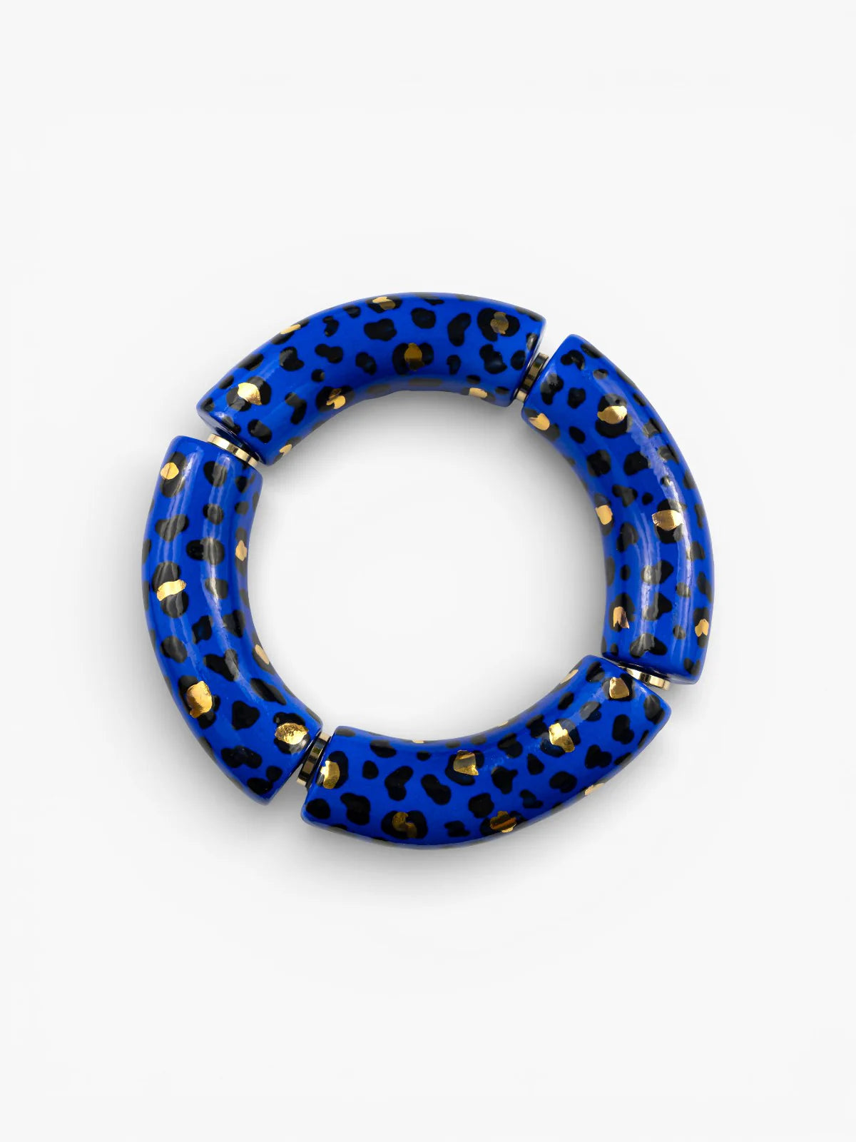 Maxi bracelet in blue and gold leopard print