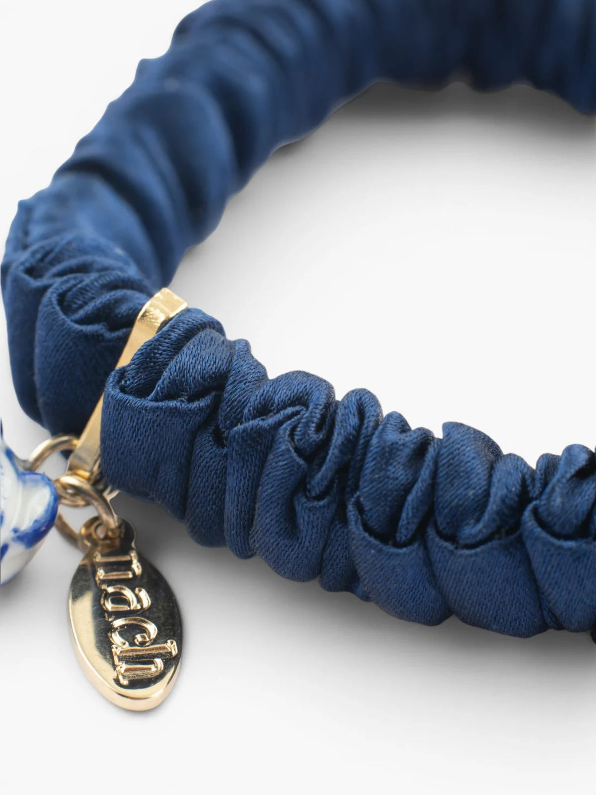 Bracelet chouchou bleu, soie et tigre