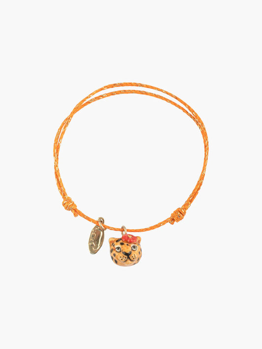 Adjustable cheetah and flower bracelet
