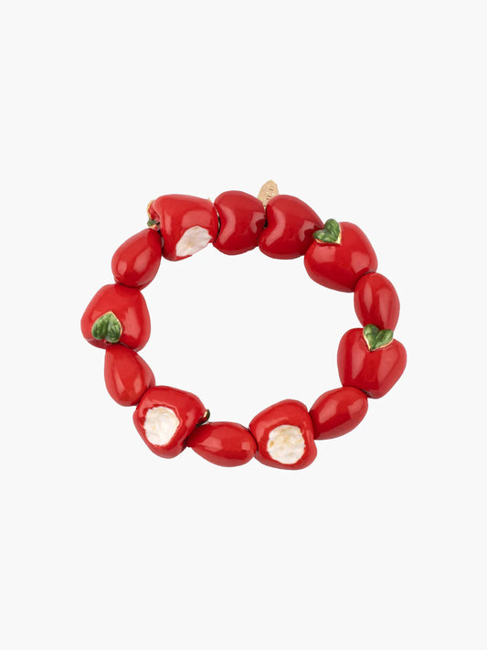 Chunky heart and love apple beaded bracelet
