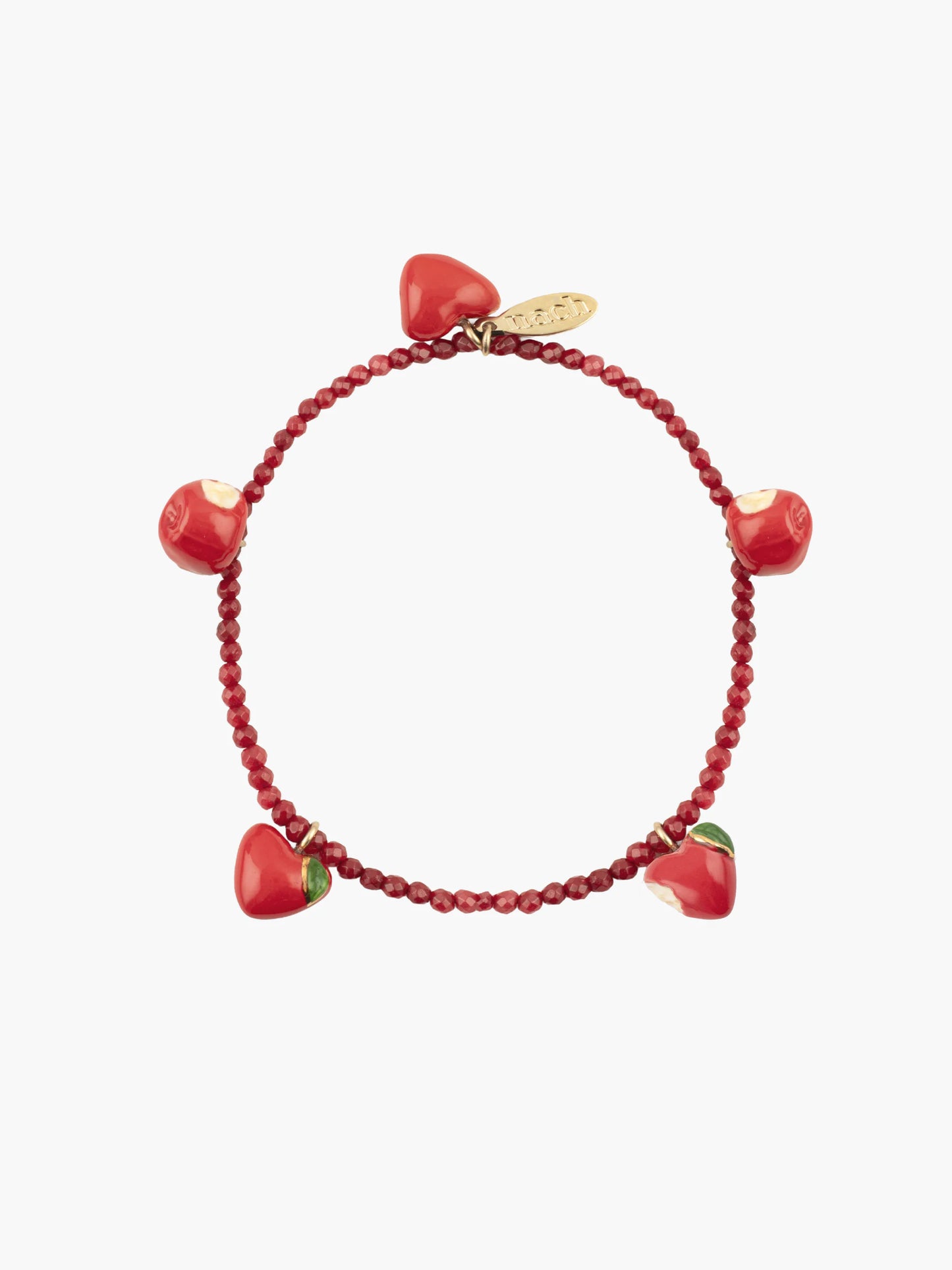Agate Hearts and Love Apple Beaded Bracelet