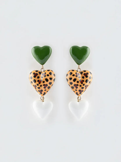 Triple heart drop earrings