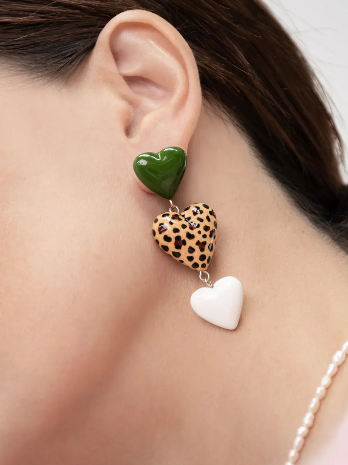 Triple heart drop earrings