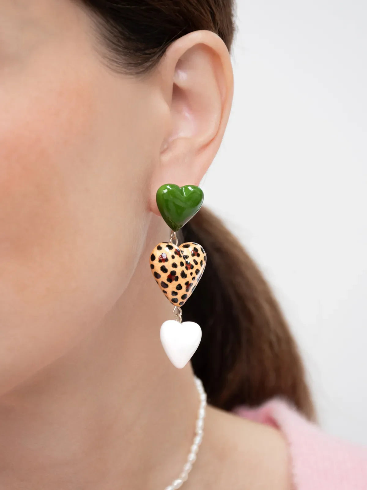 Triple heart drop earrings