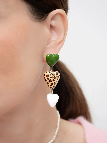 Triple heart drop earrings