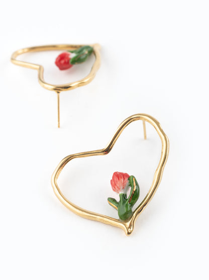 Boucles d’oreilles cœur Tulipe
