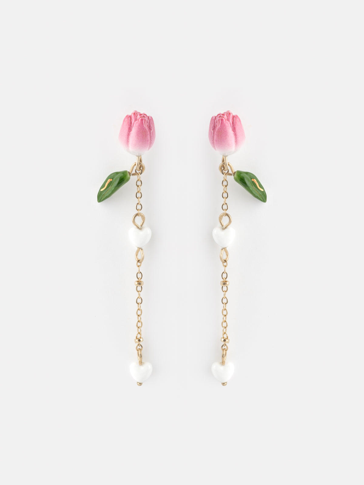 Boucles d’oreilles pendantes à chaîne et Tulipe