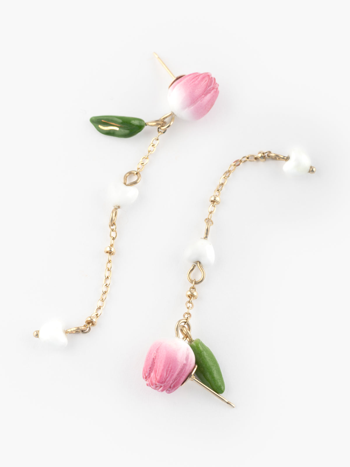 Boucles d’oreilles pendantes à chaîne et Tulipe