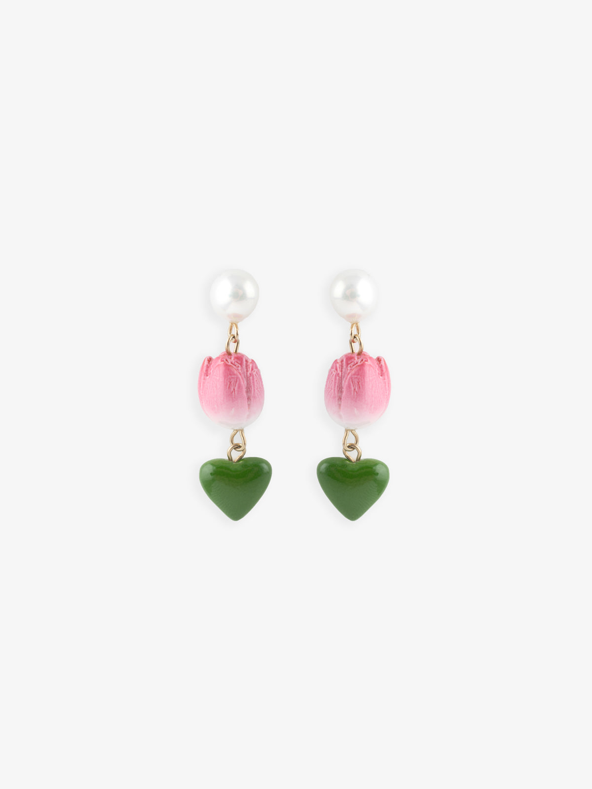 Tulip and heart stud earrings