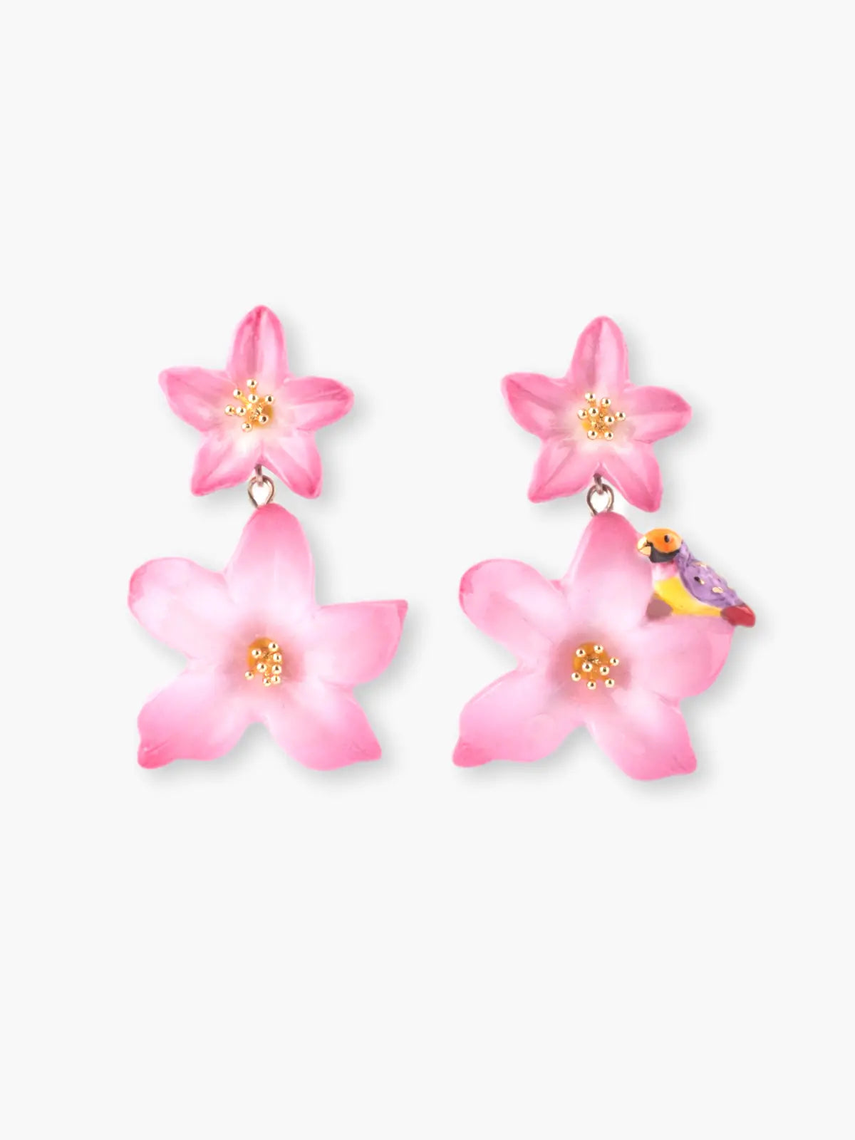Boucles d’oreilles pendantes fleurs de lys roses