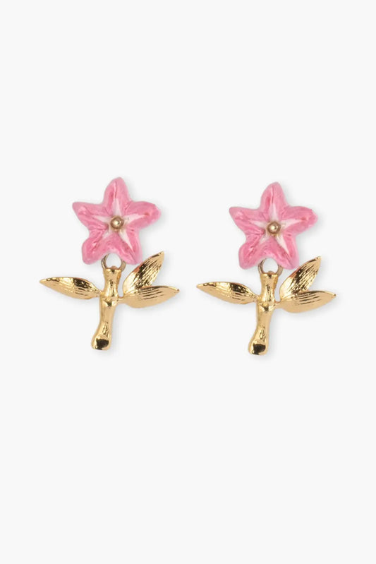 Boucles d’oreilles fleur de lys rose