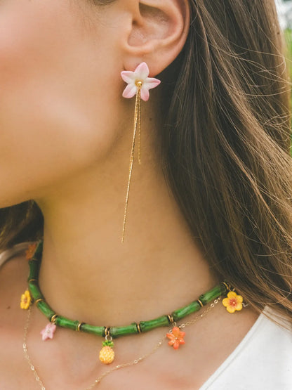 Orecchini con frange di giglio rosa