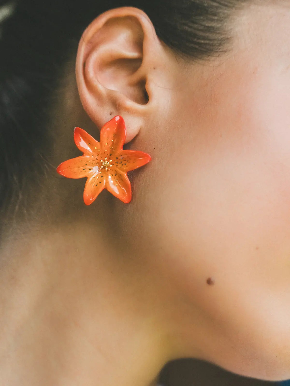 Tiger lily ear studs