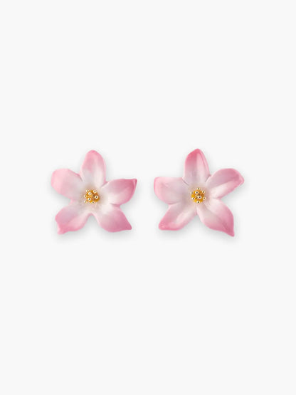 Pink fleur-de-lis ear studs