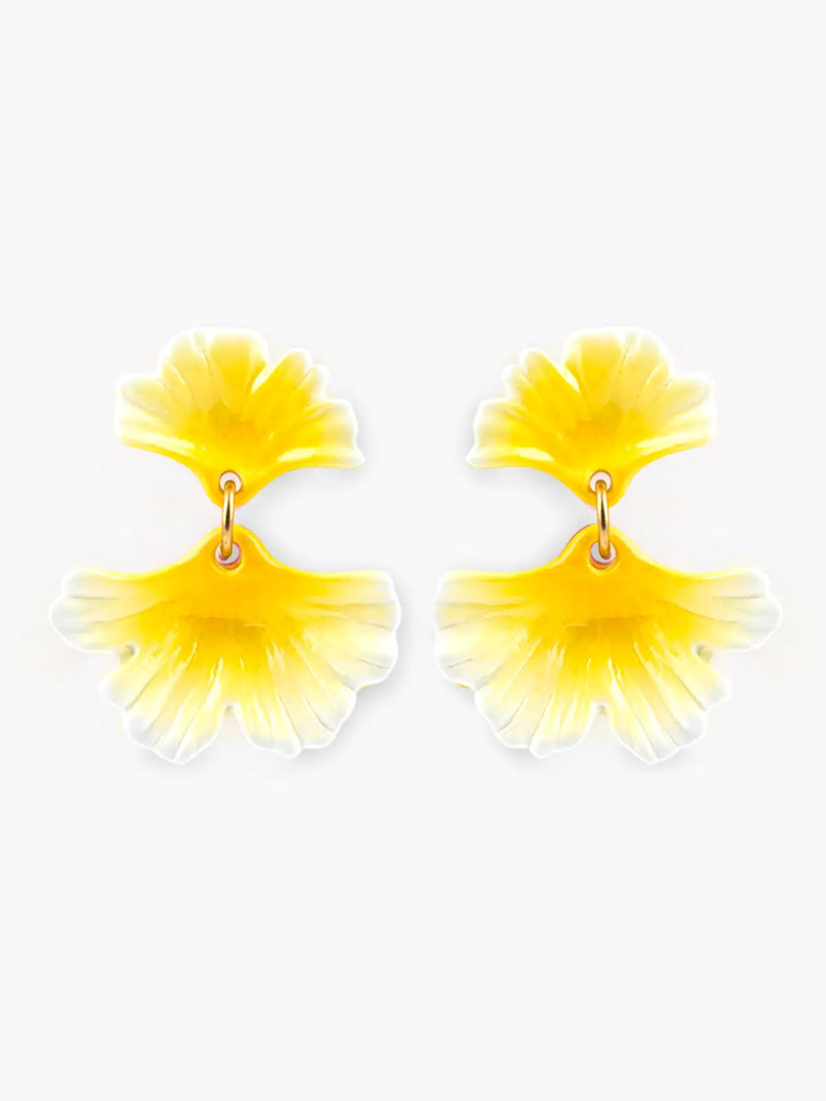 Boucles d’oreilles pendantes feuilles de ginkgo jaune
