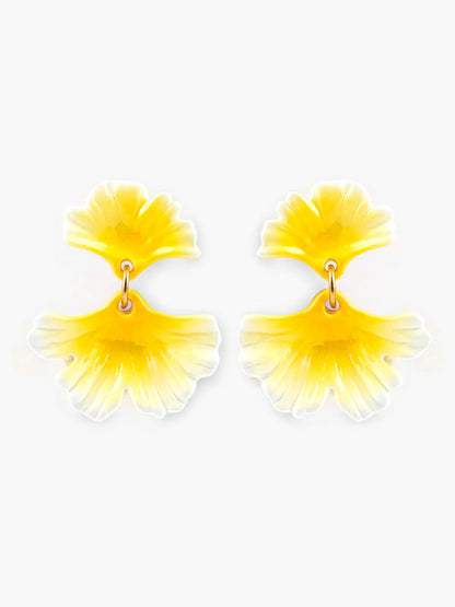 Boucles d’oreilles pendantes feuilles de ginkgo jaune