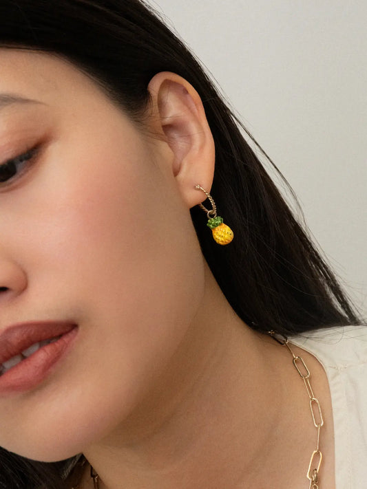 Mini pineapple hoop earrings - Sold individually