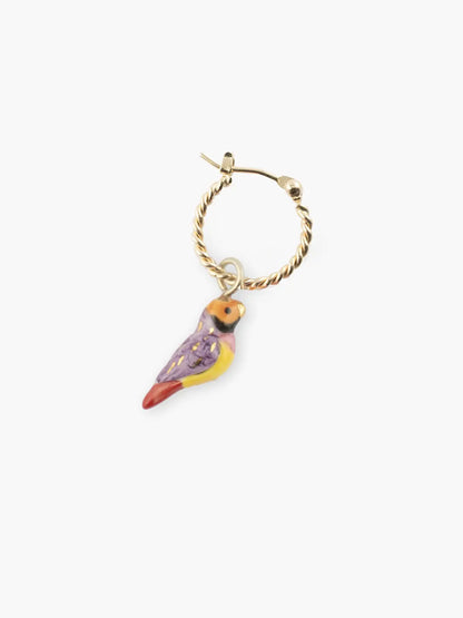 Mini Gouldian diamond bird hoop earrings - Sold individually