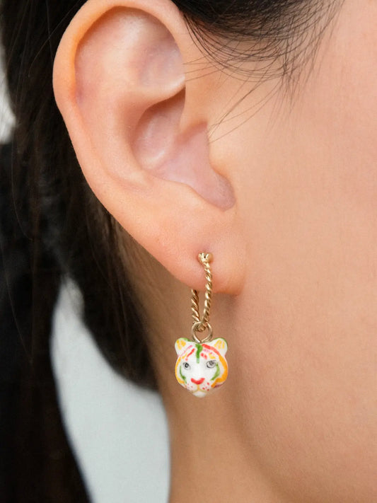 Mini Crazy Tiger hoop earrings - Sold individually