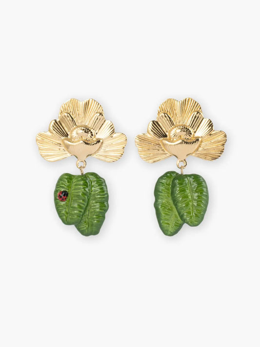 Boucles d'oreilles puces -  fleur en métal