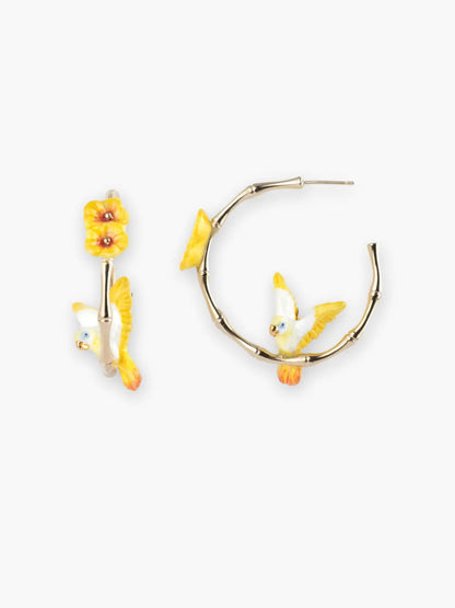 Créoles bambou perroquet et hibiscus