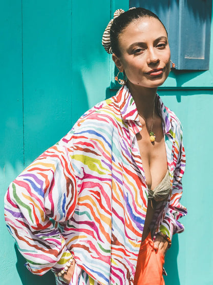 Créoles bambou tigre et fleur de lys tigrée