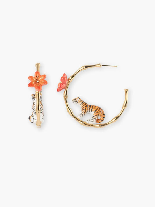 Créoles bambou tigre et fleur de lys tigrée