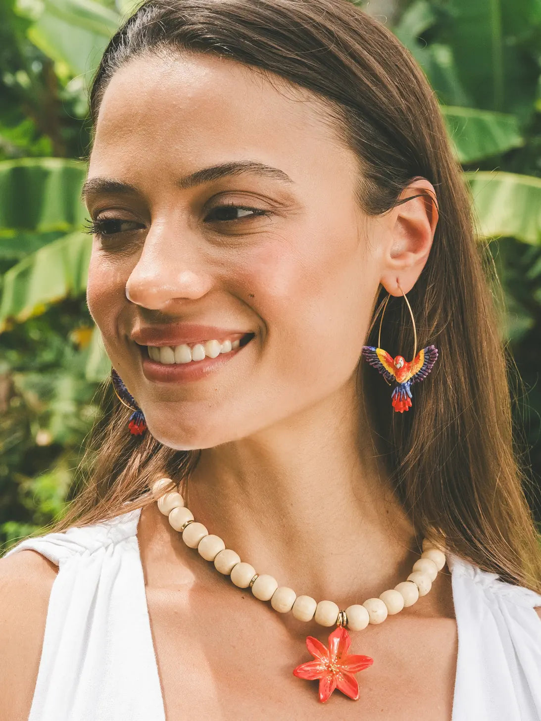 Collier perles et fleur de lys tigrée