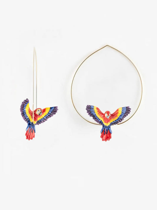 Grande pappagallo ara creolo rosso in volo