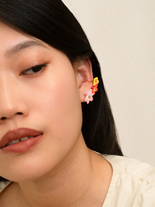 Boucles d’oreilles ear cuff fleurs tropicales