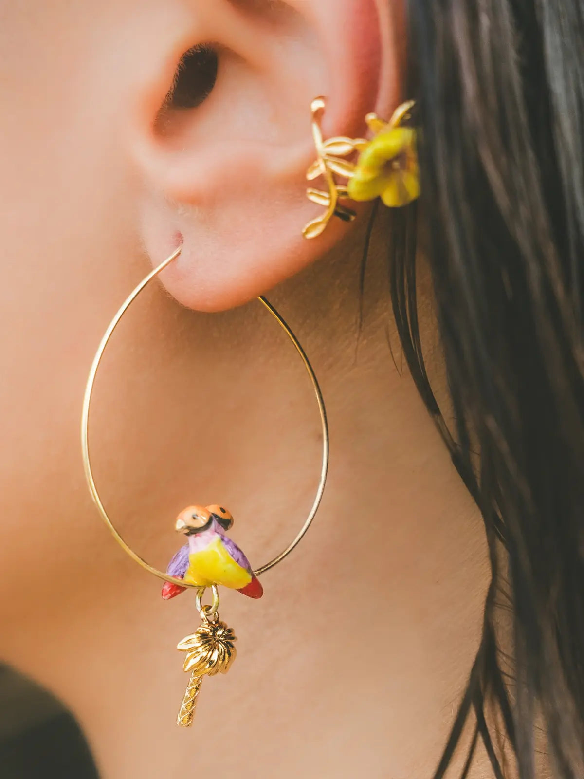 Grandi orecchini a cerchio, coppia di diamanti di Gould