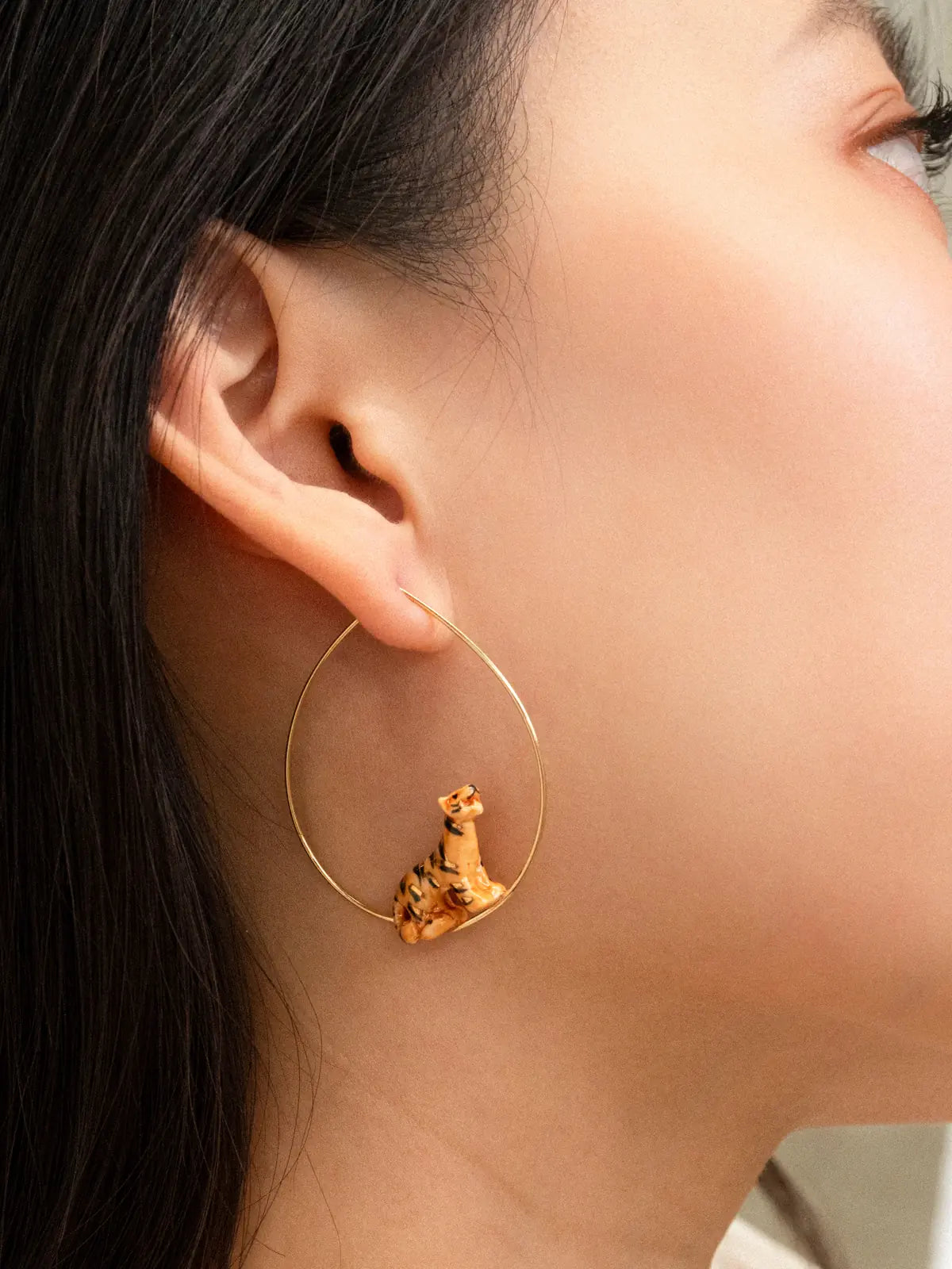 Crazy Tiger porcelain hoop earrings