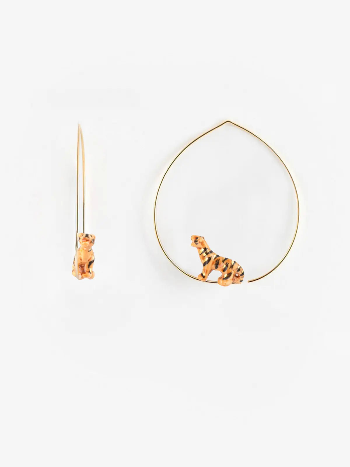 Crazy Tiger porcelain hoop earrings