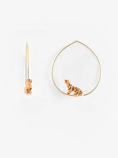Crazy Tiger porcelain hoop earrings