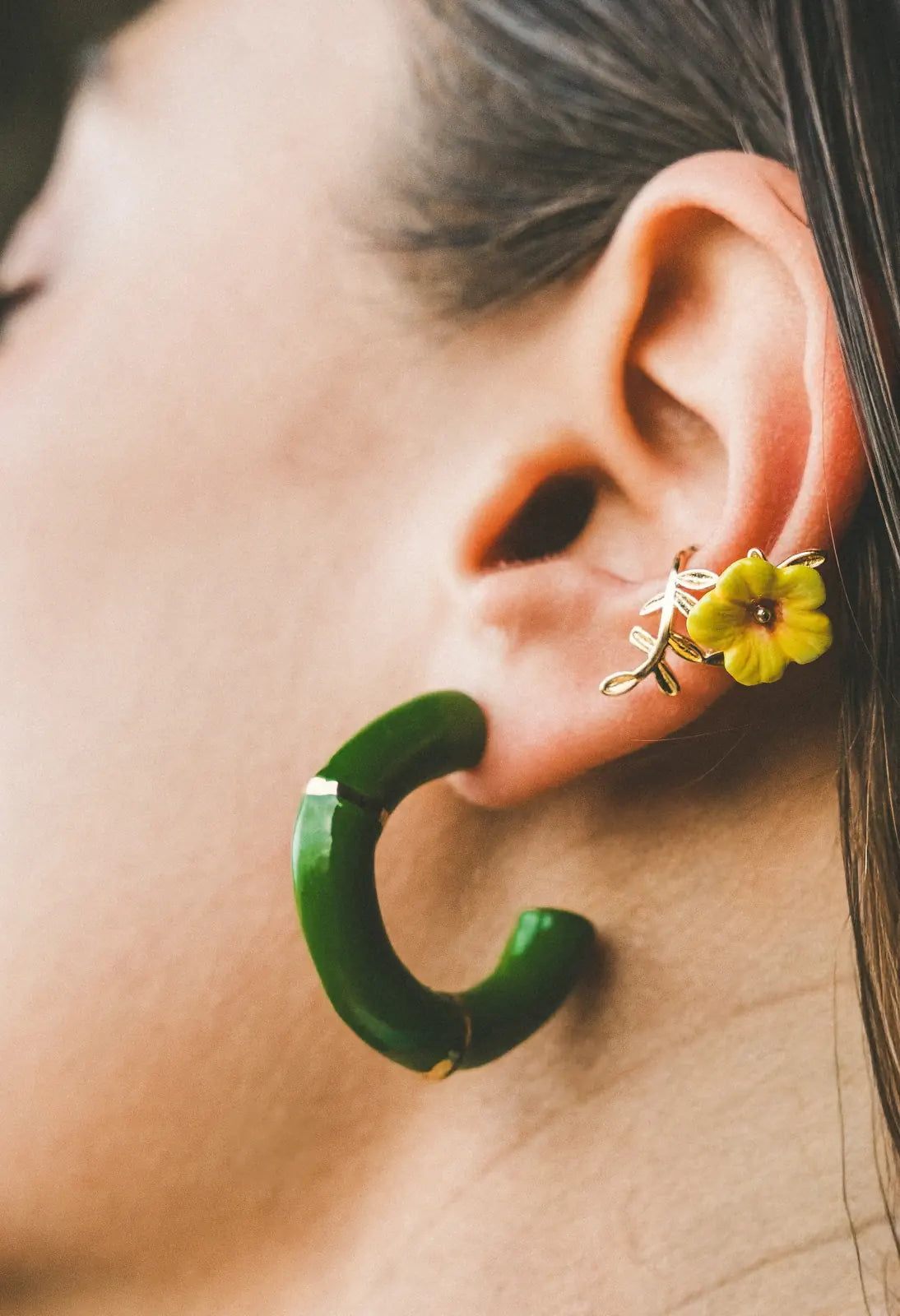 Boucles d’oreilles créoles bambou vert