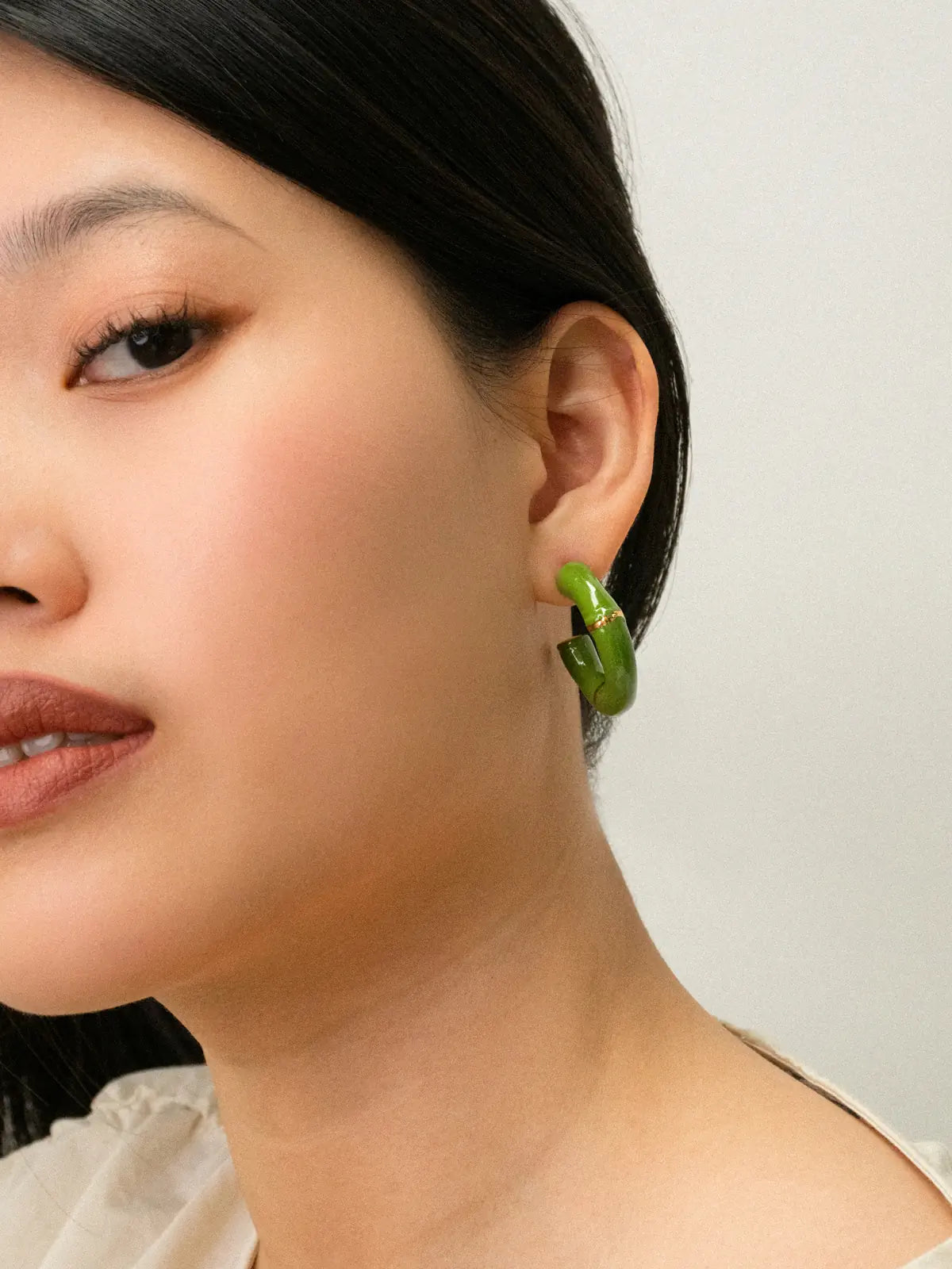 Boucles d’oreilles créoles bambou vert