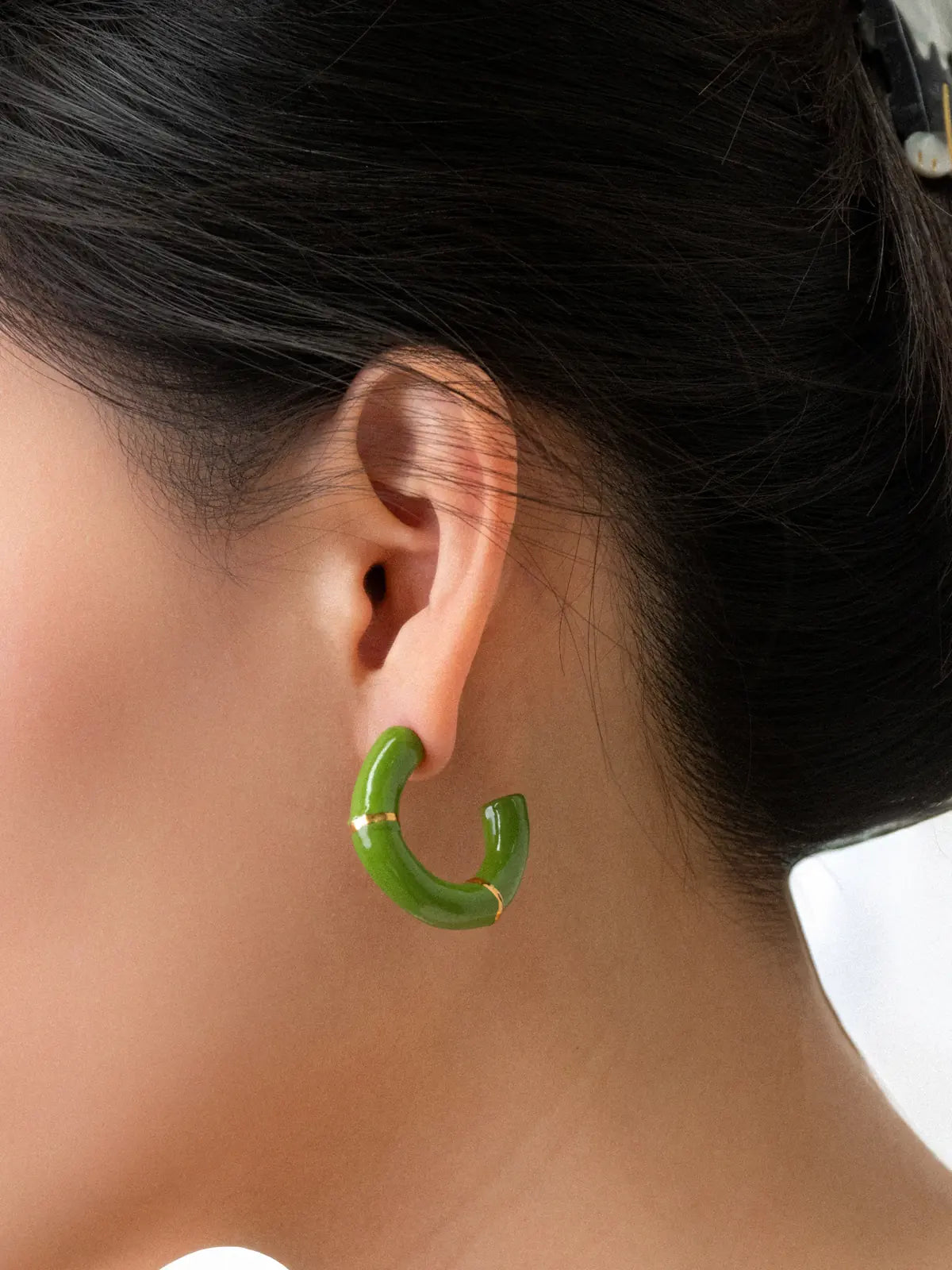 Boucles d’oreilles créoles bambou vert