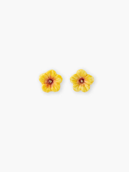 Boucles d'oreilles puces - hibiscus jaune
