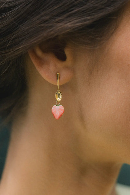 Boucles d'oreilles pendantes cuillère et fraise