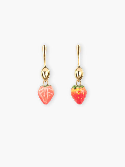Boucles d'oreilles pendantes cuillère et fraise
